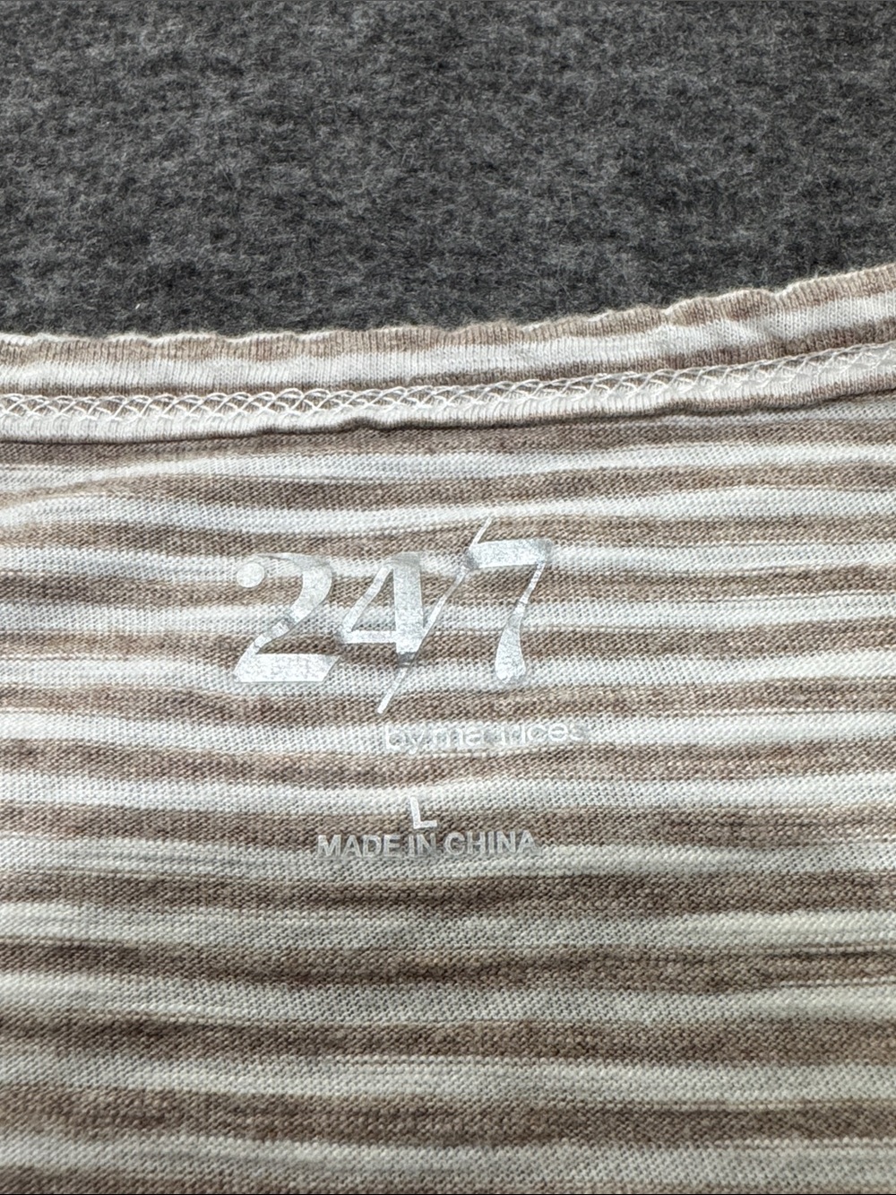 Women’s V-Neck Striped Tank Top - Gray & White - Picture 2 of 4